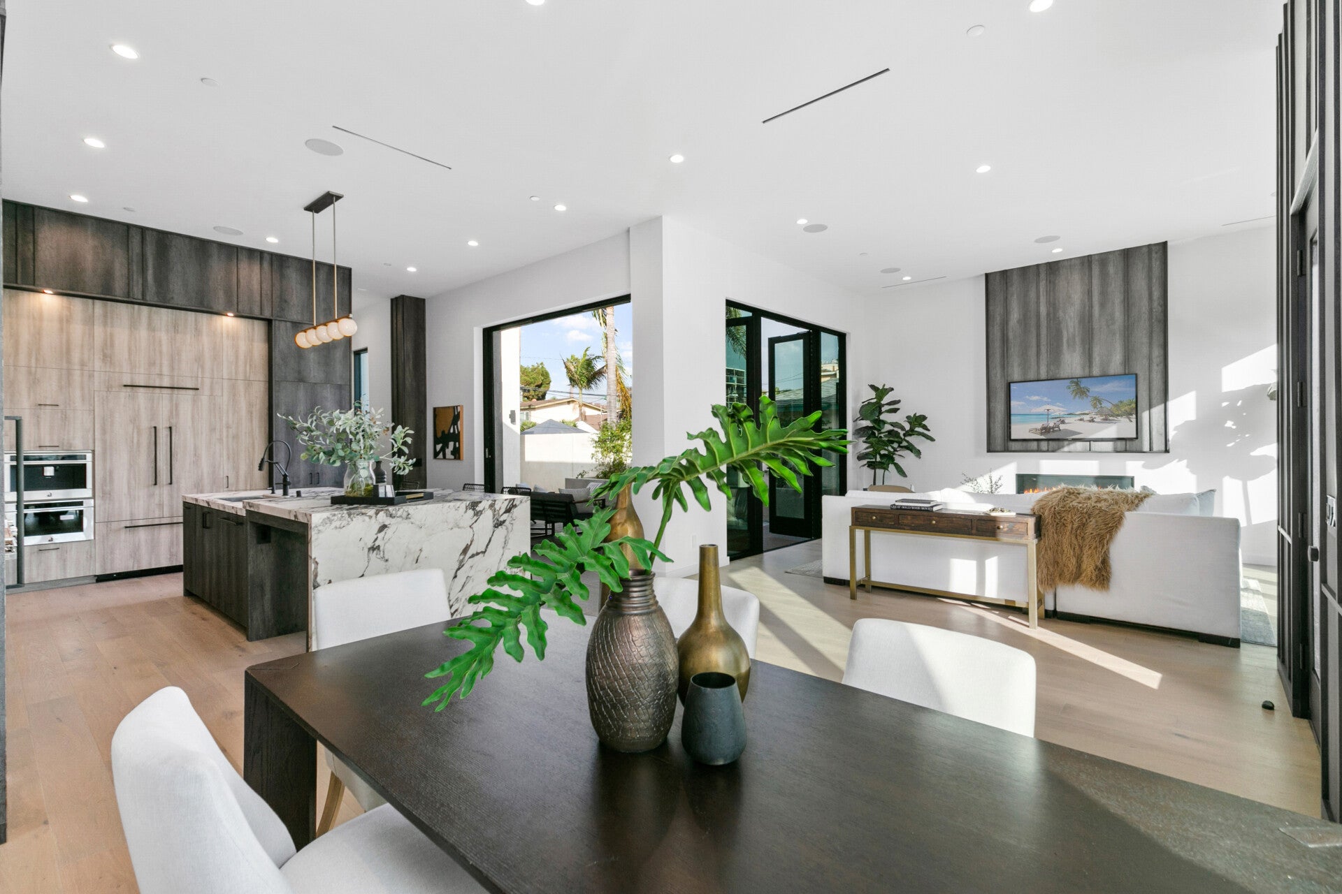 An open dining and living plan at 215 Lincoln Avenue